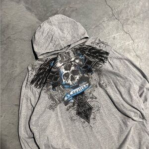 Y2K MMA Elite Gray Hoodie with Skull Design